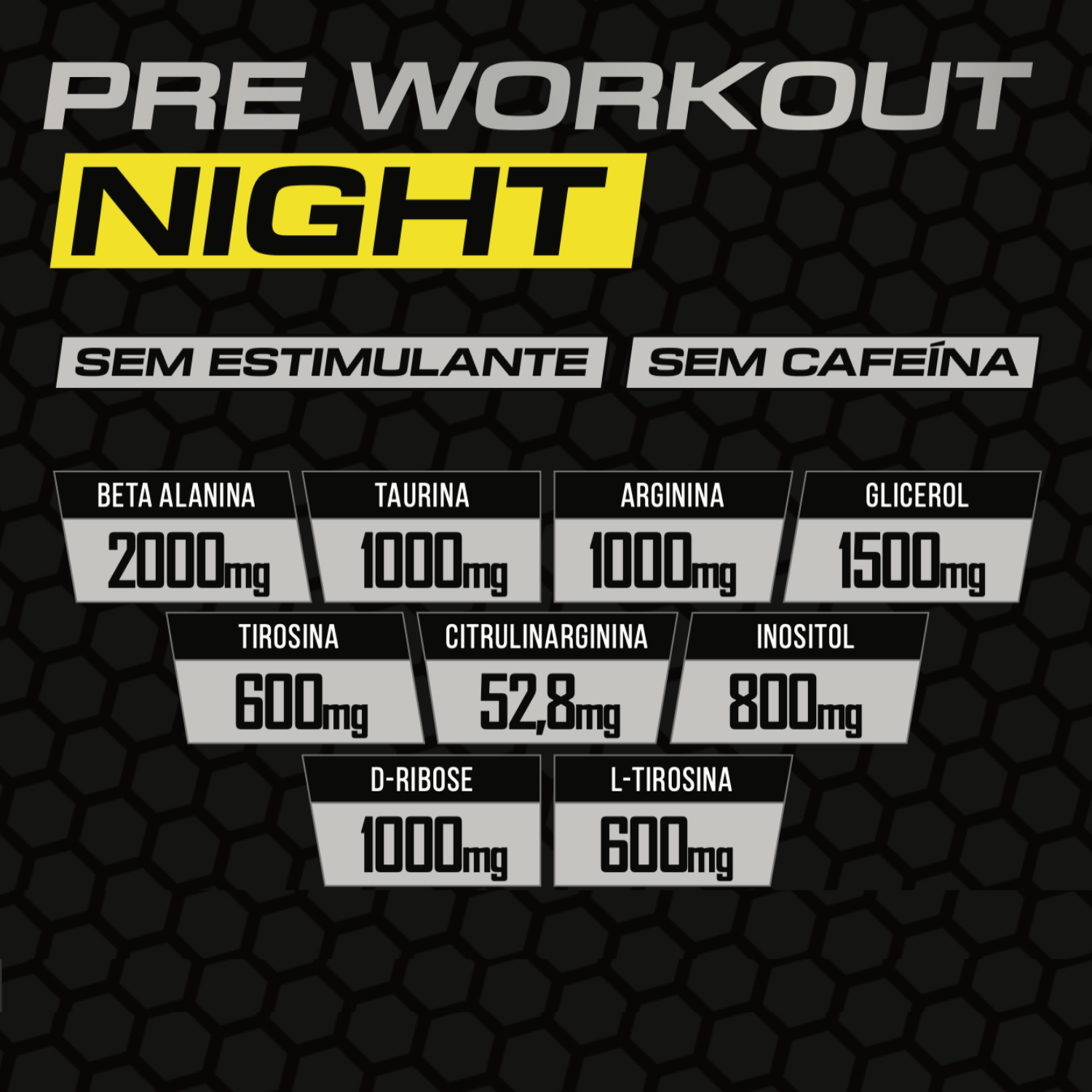 Pré-Treino N.O Pré Workout Night / Sem Cafeína -  Exx Nutrition