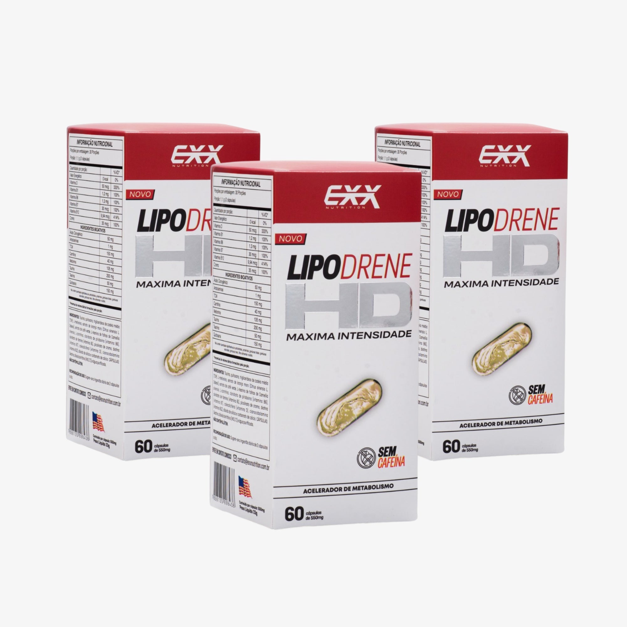 LipoDreneHD - Sem Cafeína- Kit 3 Potes
