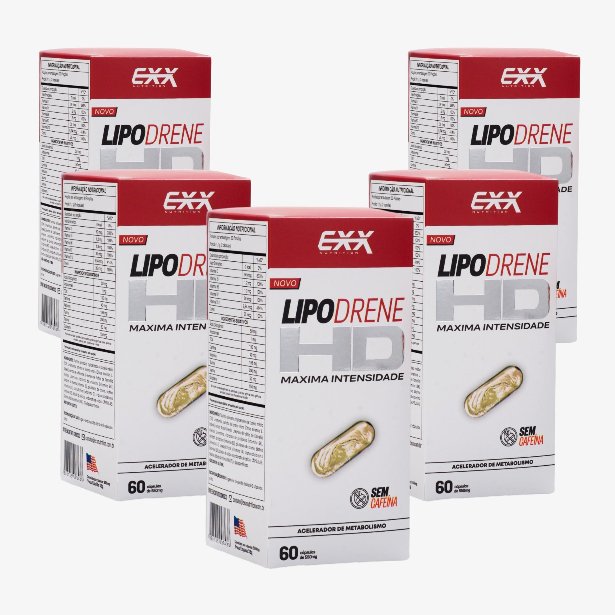 LipoDreneHD - Sem Cafeína e Sem Estimulante- Kit 5 Potes