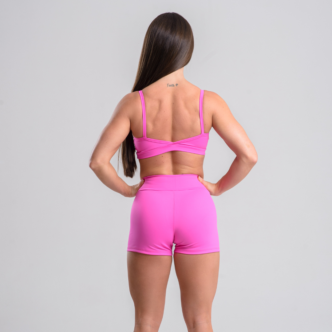 Conjunto Fitness Top + Shorts Pink