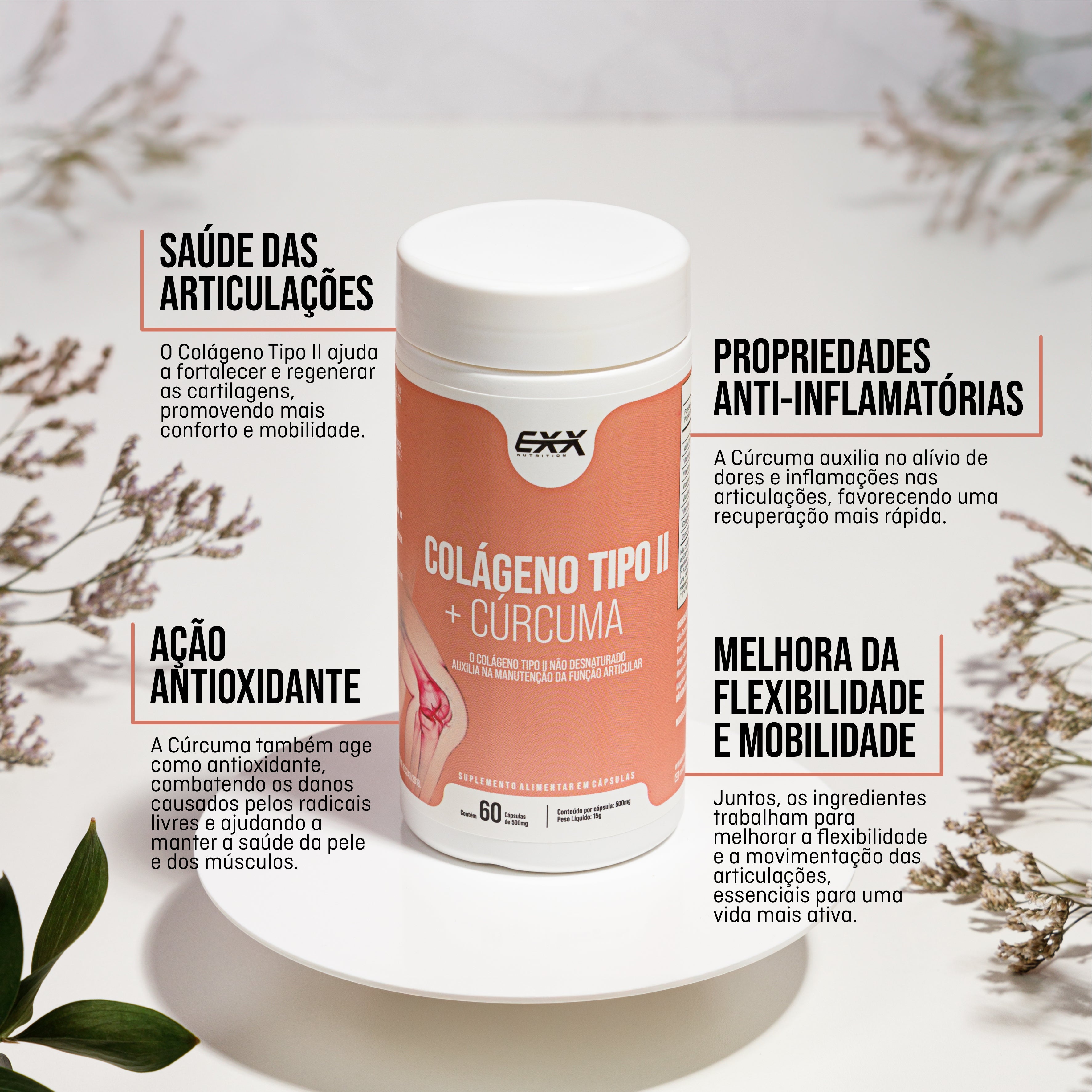 Colágeno tipo II + Cúrcuma- 60 caps -Exx Nutrition