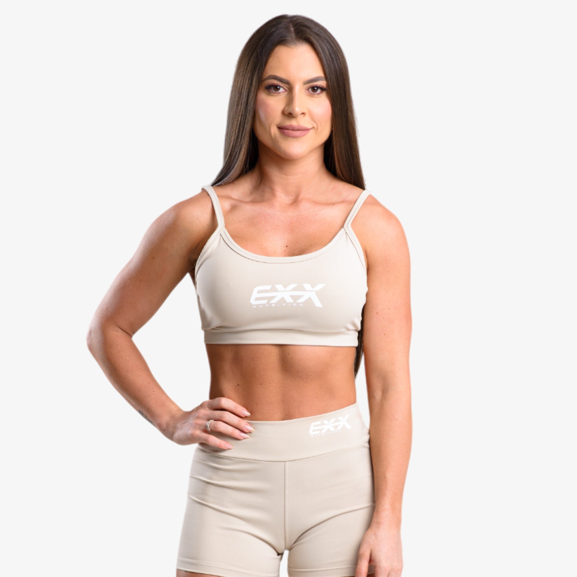 Conjunto Fitness Top + Shorts Bege