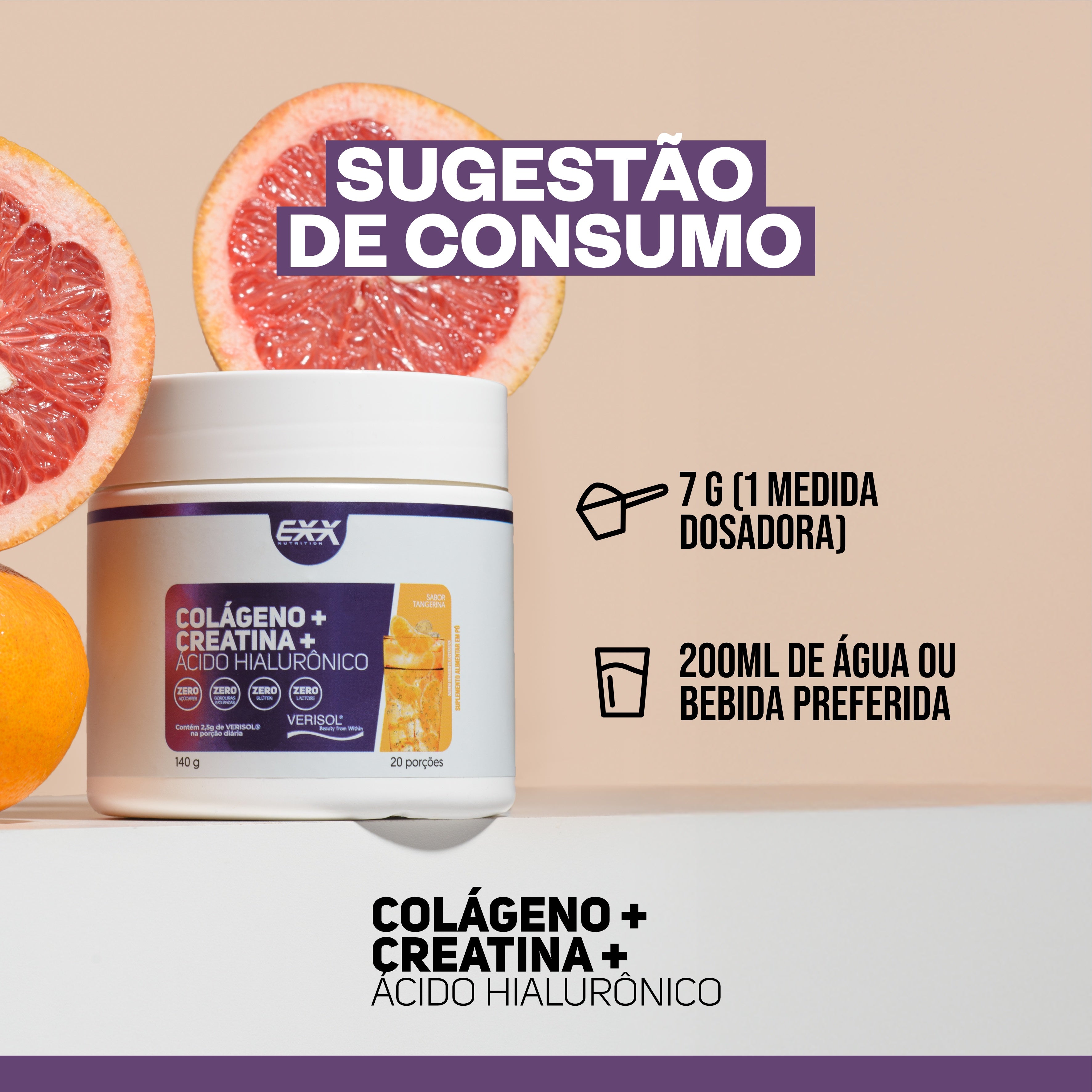 Creatina + Colágeno + Ácido Hialurônico 280g - Exx Nutrition