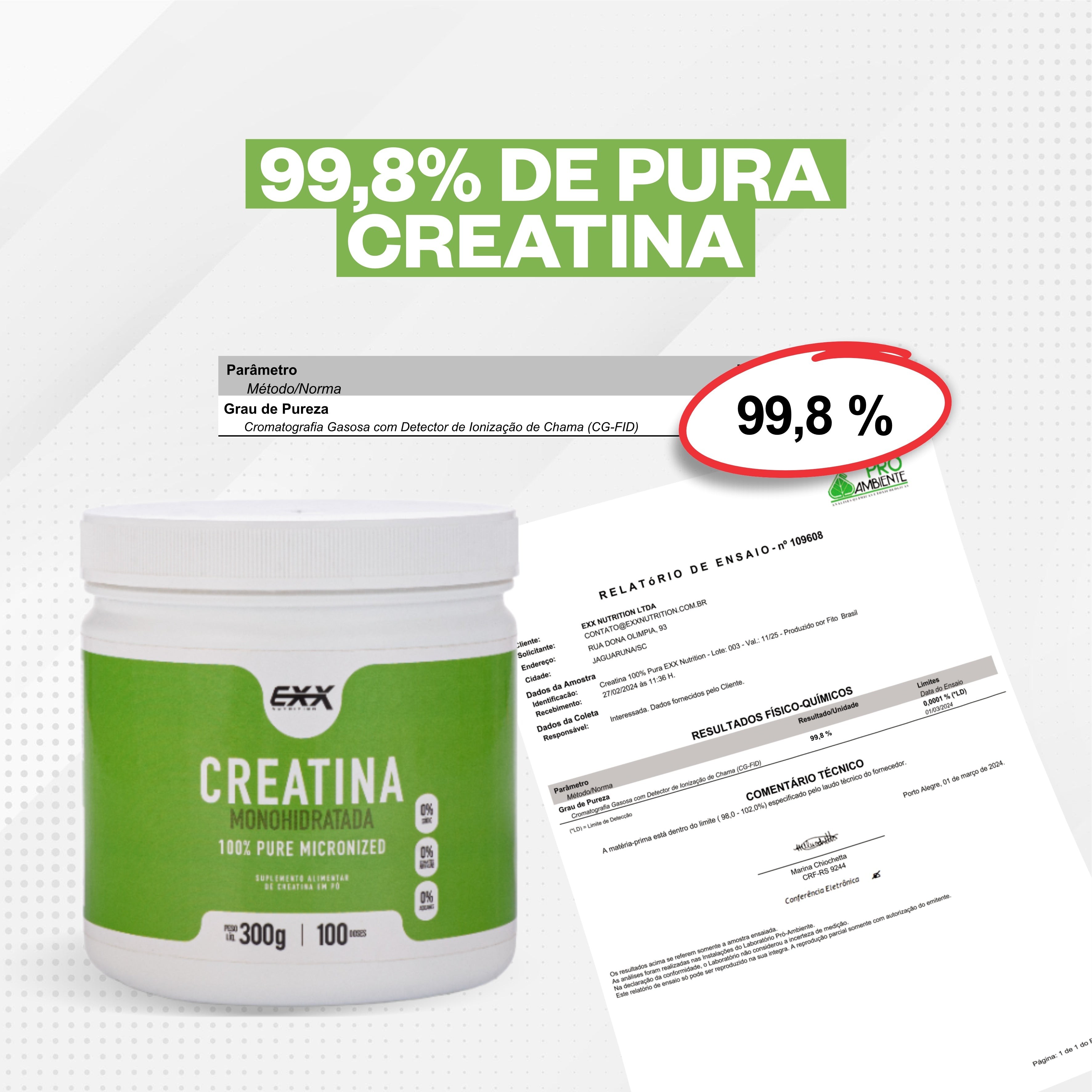 Creatina 100% Pura - Exx Nutrition - 300g