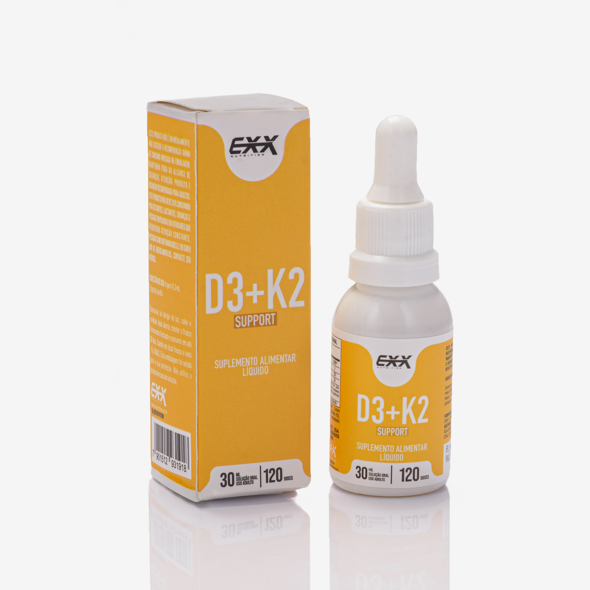 Vitamina D3 + K2 120 Doses Sem Sabor 30ml Em gotas - Exx Nutrition