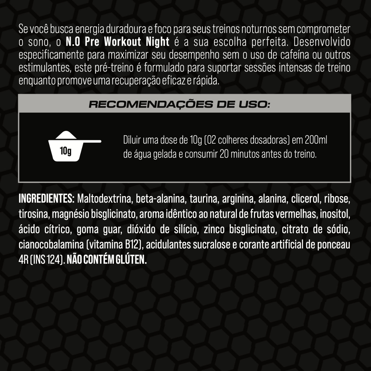 Pré-Treino N.O Pré Workout Night / Sem Cafeína -  Exx Nutrition